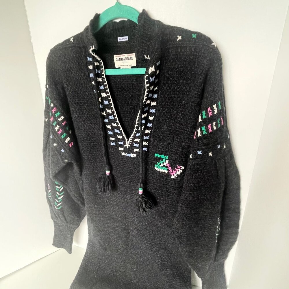 Zadig & Voltaire Alabama Wews Cashmere Wool Black Sweater Dress M - Picture 3 of 14